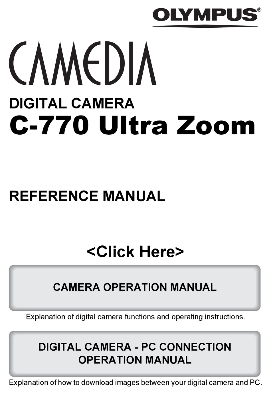 OLYMPUS CAMEDIA C770 ULTRA ZOOM REFERENCE MANUAL Pdf Download ManualsLib