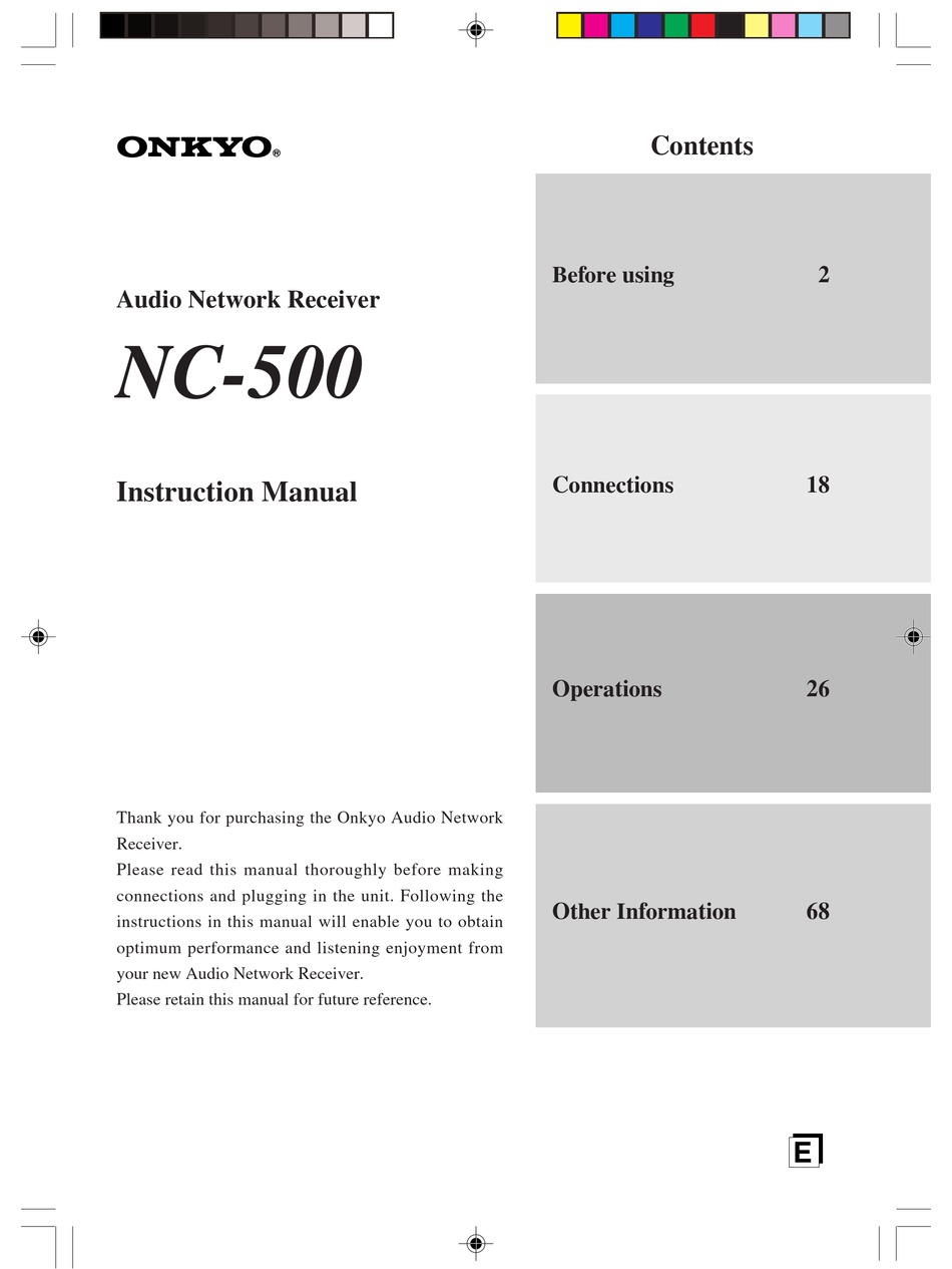 ONKYO NC500 INSTRUCTION MANUAL Pdf Download ManualsLib