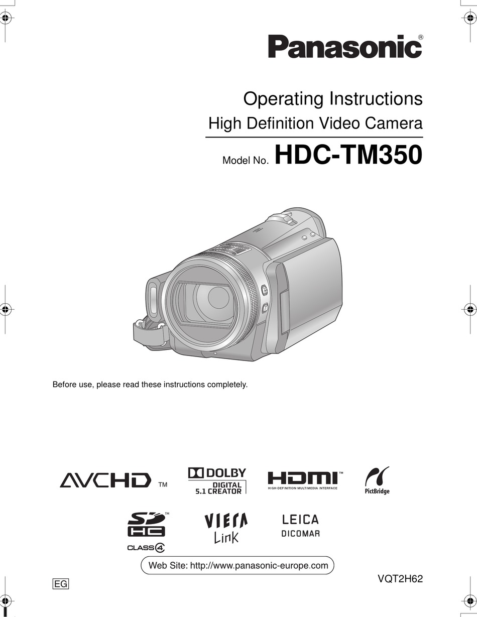 PANASONIC HDC-TM350 OPERATING INSTRUCTIONS MANUAL Pdf Download | ManualsLib