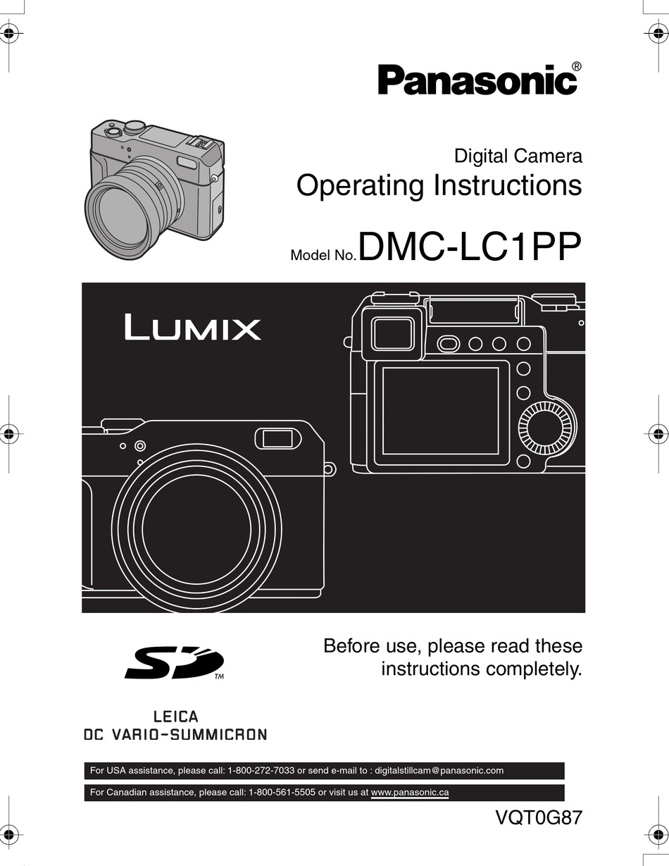 PANASONIC LUMIX DMCLC1 OPERATING INSTRUCTIONS MANUAL Pdf Download
