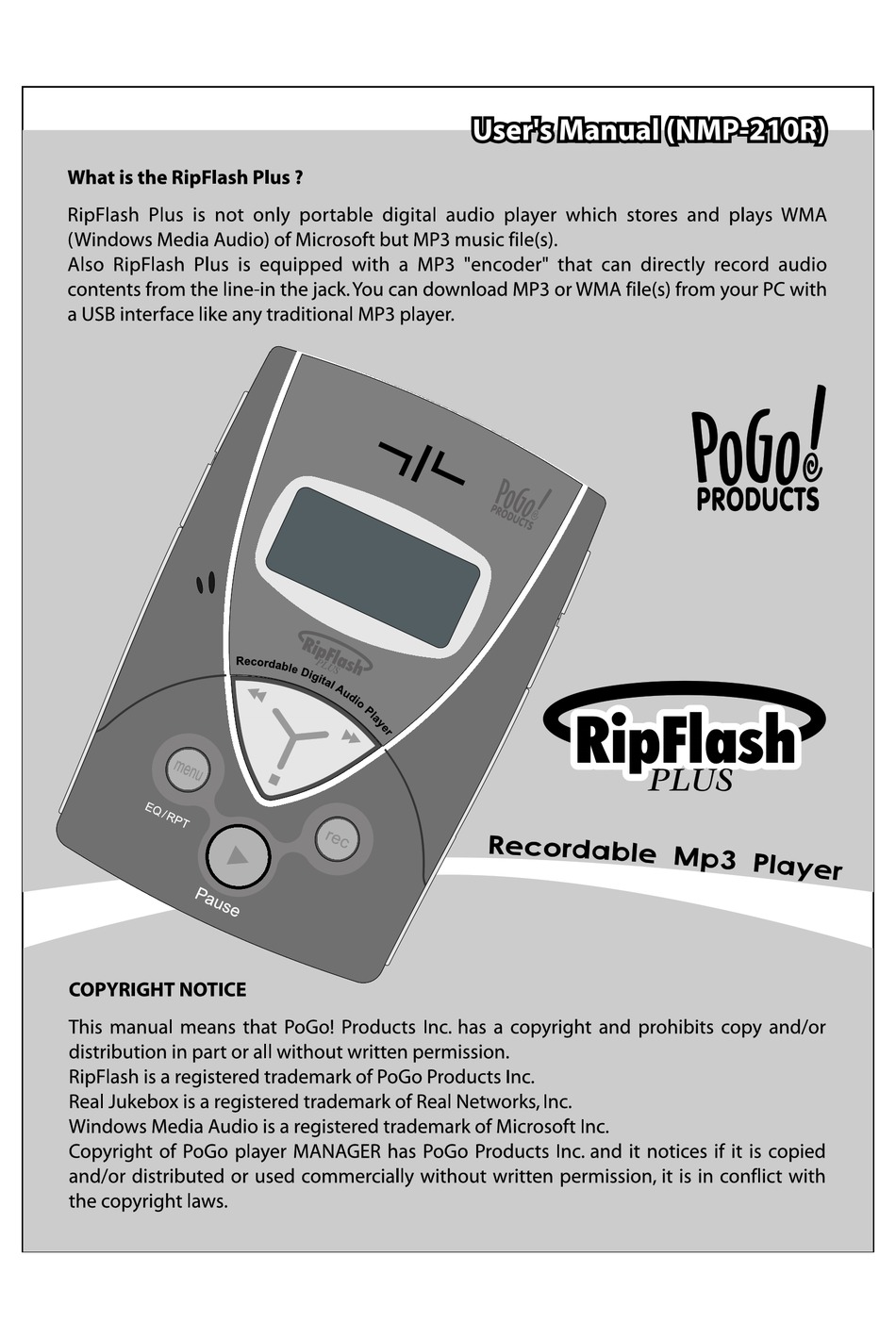 POGO RIPFLASH PLUS 128MB USER MANUAL Pdf Download | ManualsLib