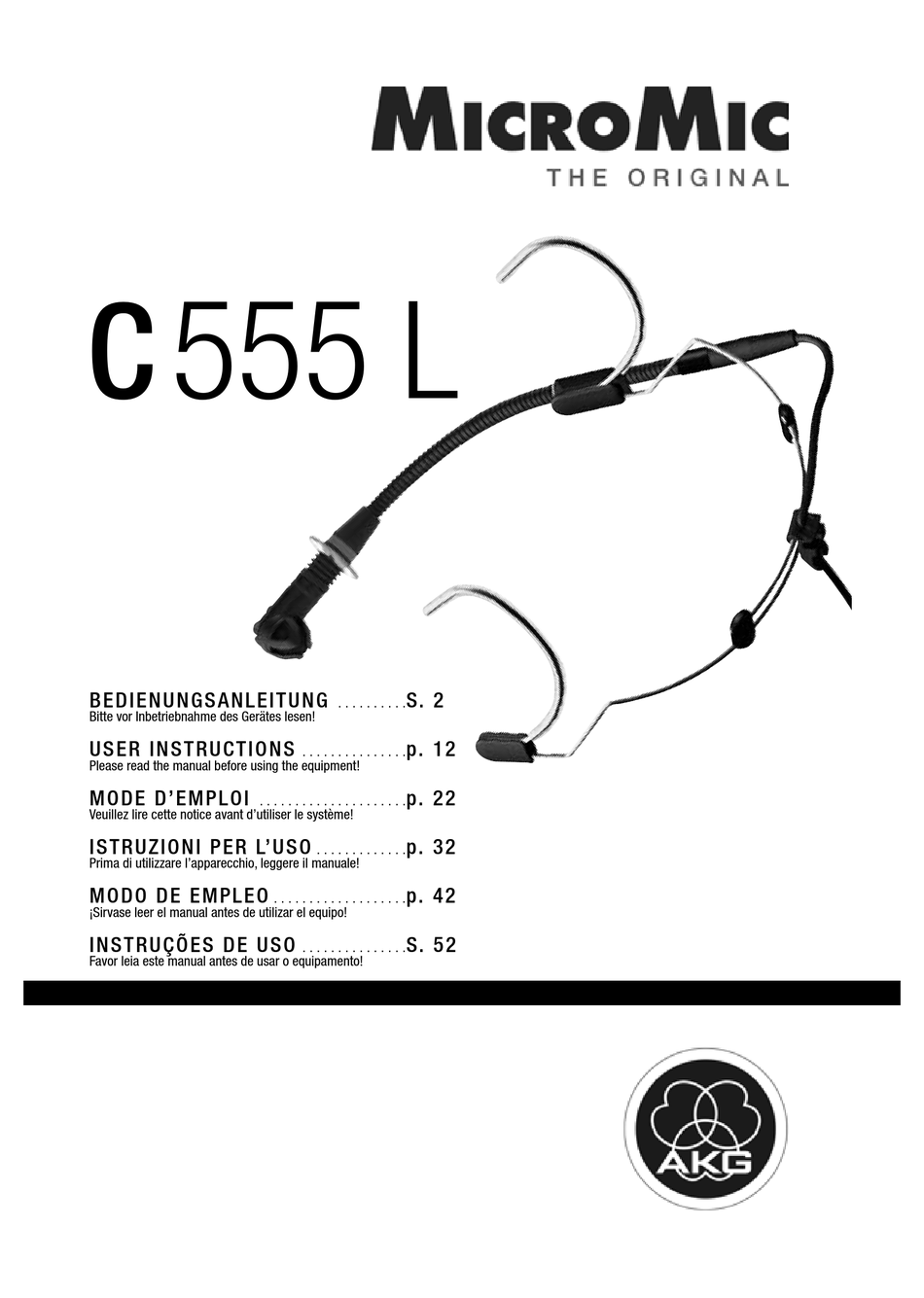 AKG C 555 L USER INSTRUCTIONS Pdf Download | ManualsLib