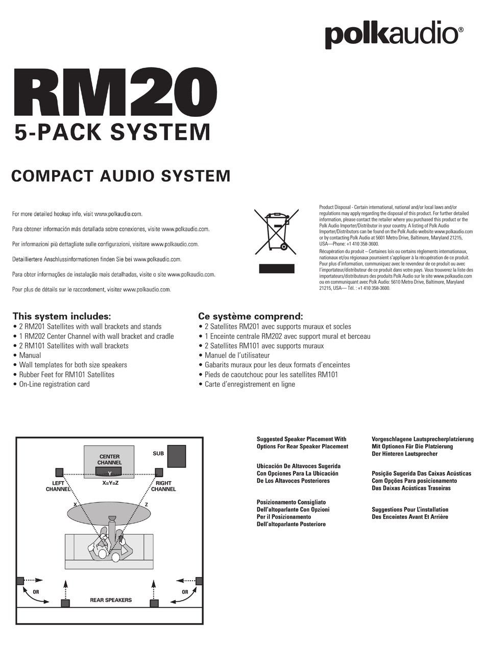 POLK AUDIO RM20 5-PACK MANUAL Pdf Download | ManualsLib