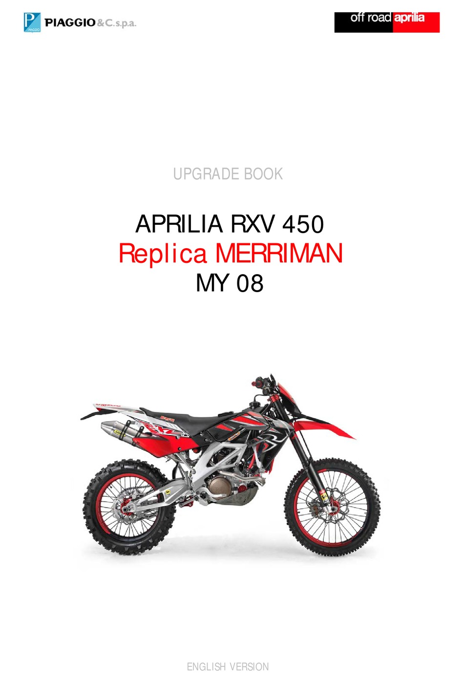 APRILIA RXV 450 - UPGRADE BOOK MANUAL Pdf Download | ManualsLib