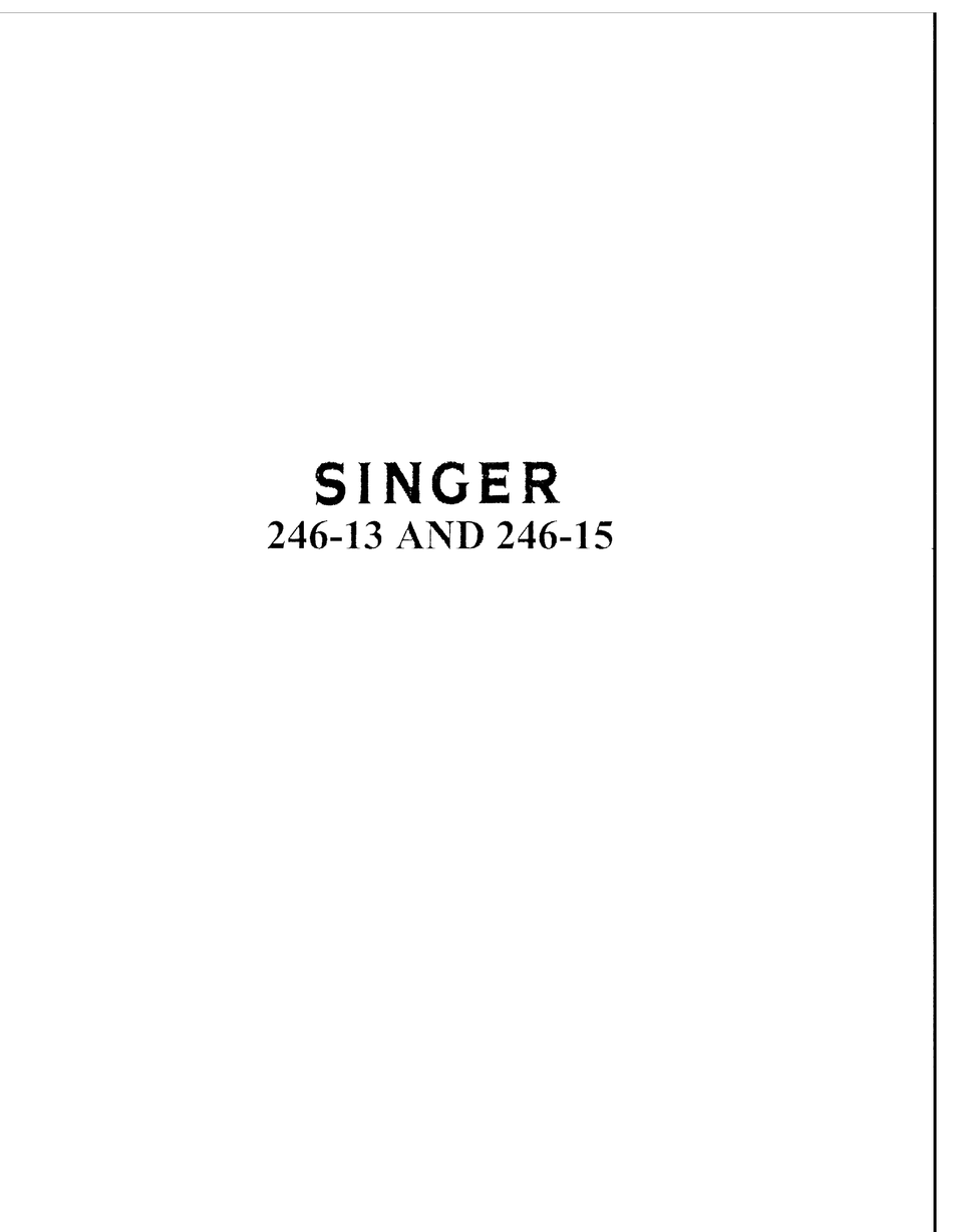 SINGER 246-13 INSTRUCTIONS FOR USING MANUAL Pdf Download