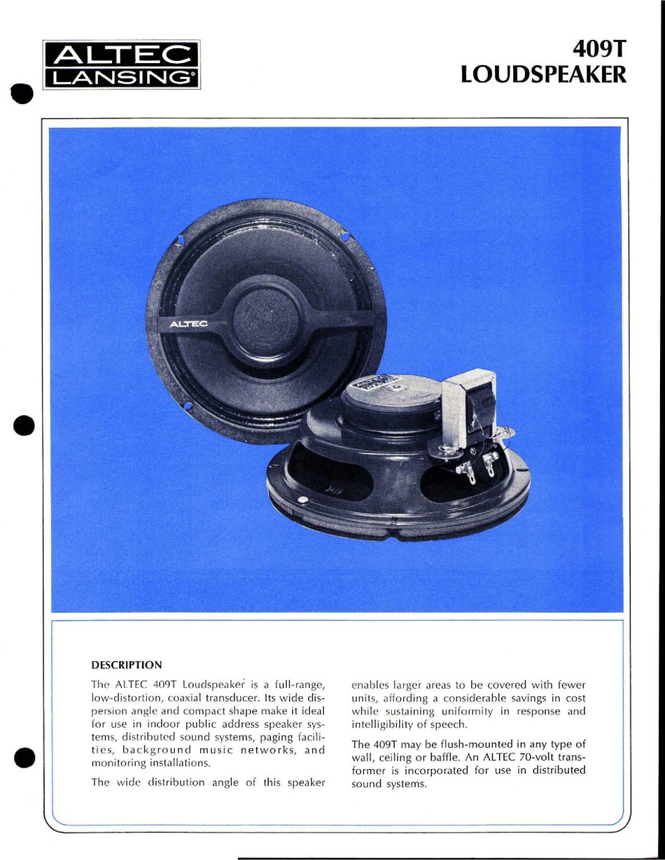 ALTEC LANSING 409T CEILING SPEAKER MANUAL Pdf Download ManualsLib