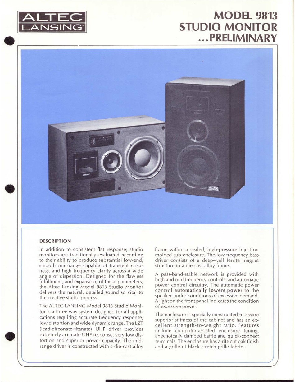 ALTEC LANSING 9813 SPEAKER SYSTEM MANUAL Pdf Download ManualsLib