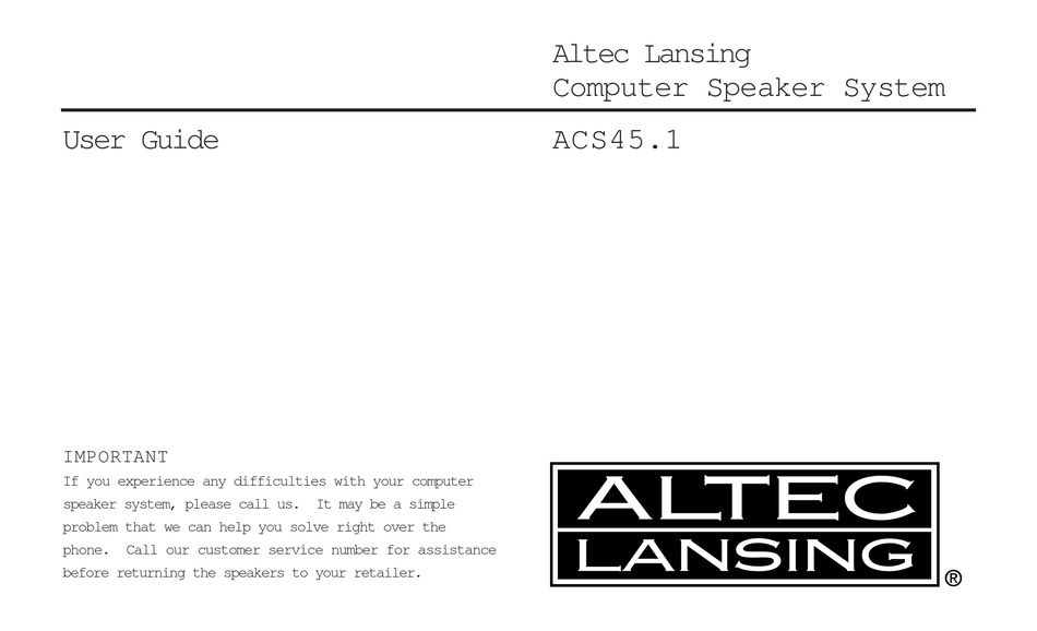 altec lansing shc200 manual