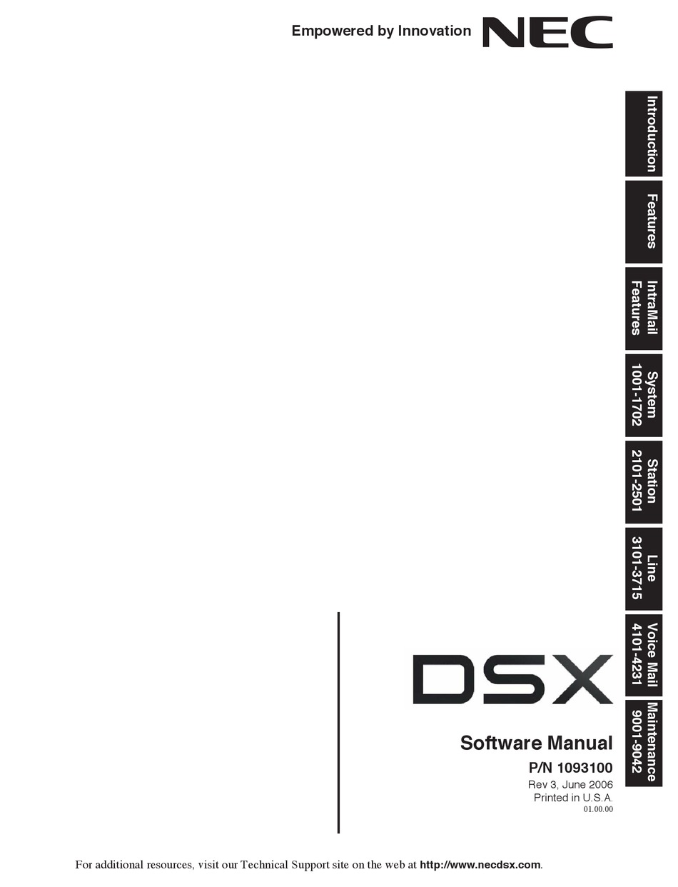 NEC DSX SOFTWARE MANUAL Pdf Download | ManualsLib