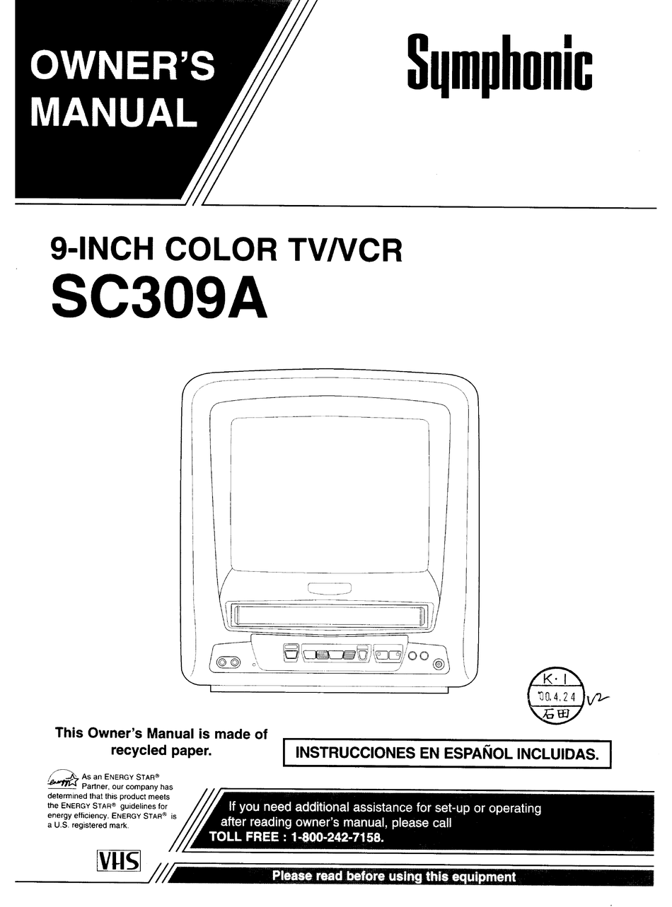 SYMPHONIC SC309A OWNER'S MANUAL Pdf Download | ManualsLib