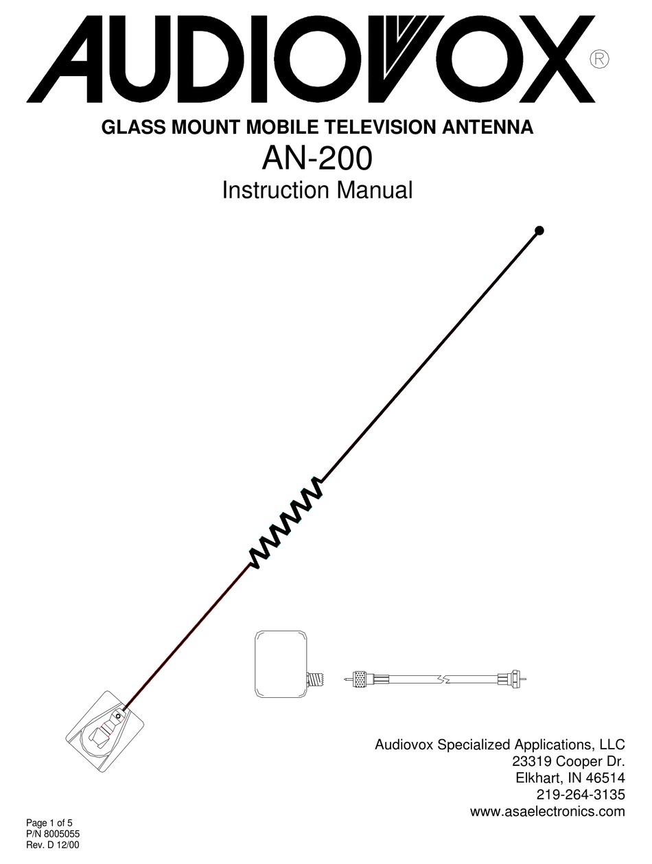 AUDIOVOX AN200 INSTRUCTION MANUAL Pdf Download ManualsLib