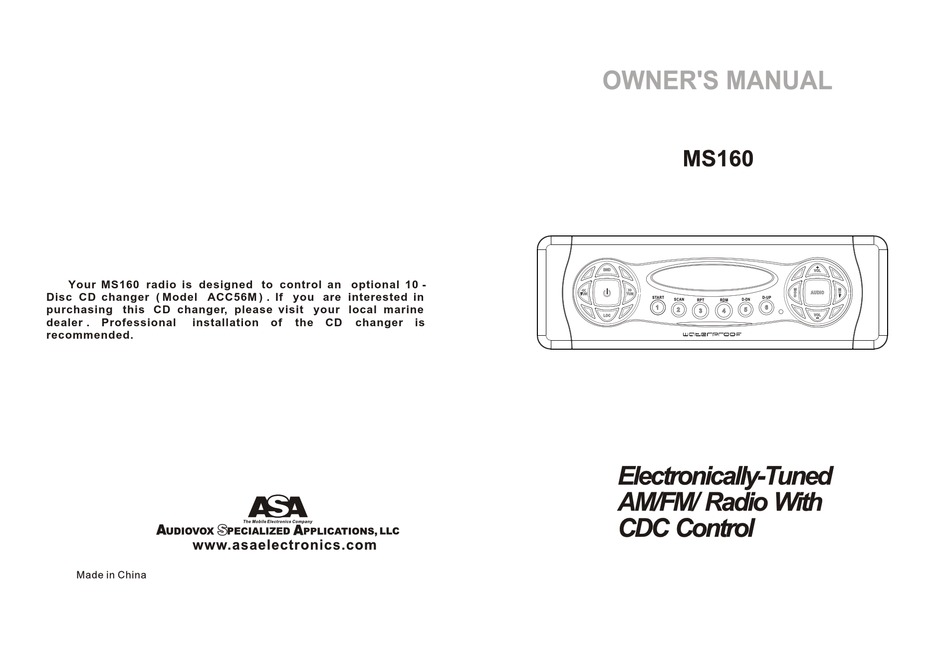 Audiovox Ms160 Owner S Manual Pdf Download Manualslib