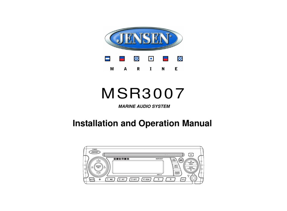JENSEN MSR3007 INSTALLATION AND OPERATION MANUAL Pdf Download ManualsLib