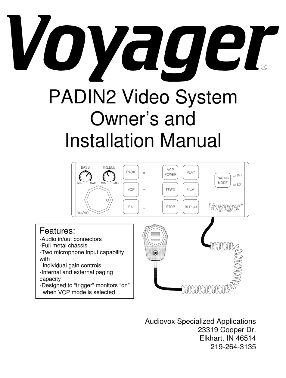 Voyager PADIN2 Bus PA Audio Video Controller System Mic not included 