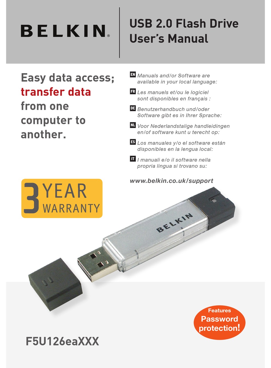 BELKIN USB 2.0 FLASH DRIVE USER MANUAL Pdf Download ManualsLib