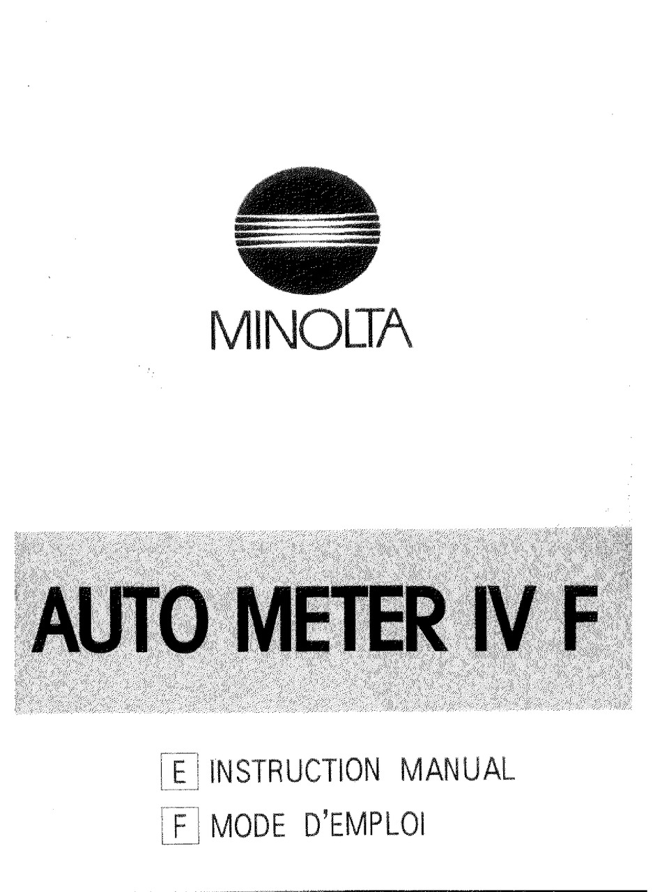 MINOLTA AUTO METER IV F MANUAL Pdf Download | ManualsLib
