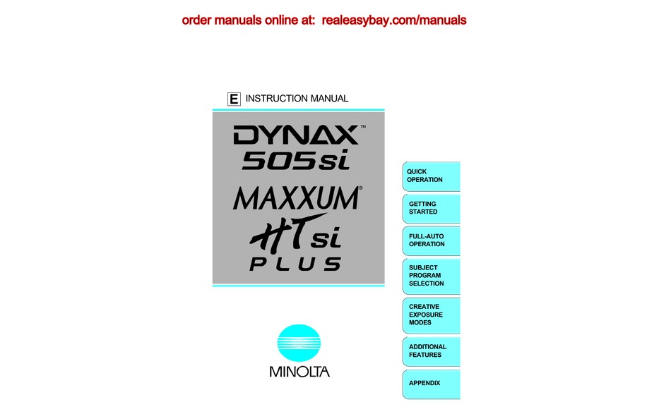 MINOLTA MAXXUM HTSI PLUS PART 2 MANUAL Pdf Download ManualsLib