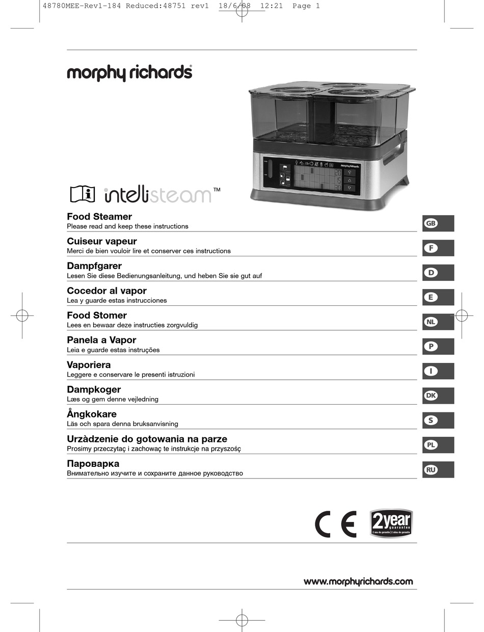 MORPHY RICHARDS FOOD STEAMER 48780 MANUAL Pdf Download ManualsLib