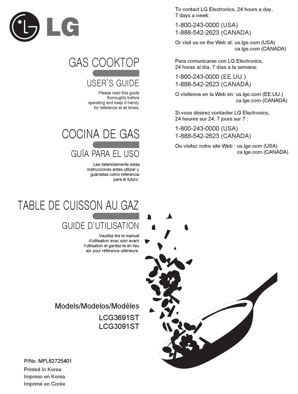 LG LCG3091ST 30" GAS COOKTOP GUÍA PARA EL USO Pdf Download ManualsLib