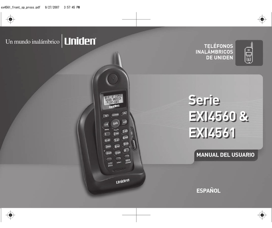 UNIDEN EXI4560 EXI 4560 CORDLESS PHONE MANUAL DEL USUARIO Pdf