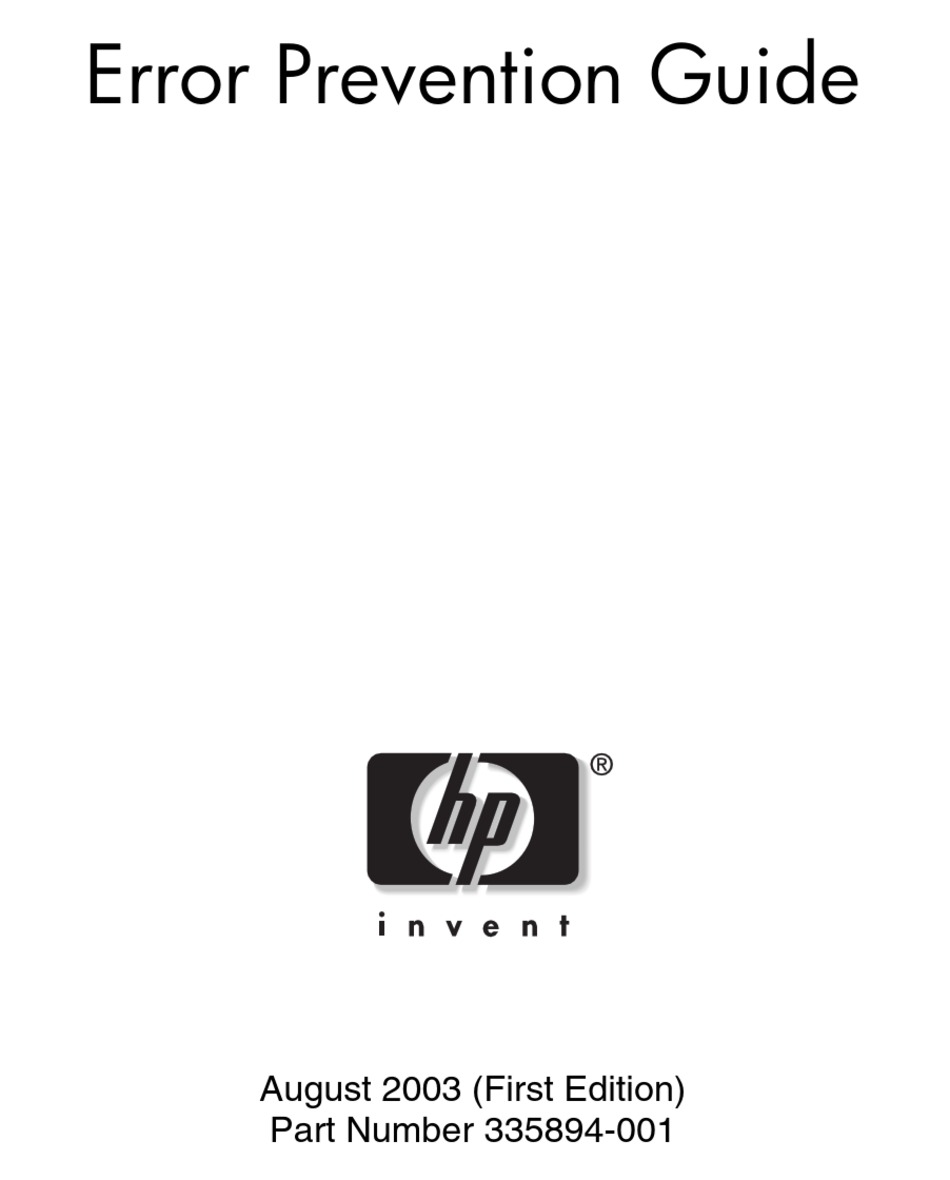 HP 117755003 PROSIGNIA 740 ERROR PREVENTION MANUAL Pdf Download