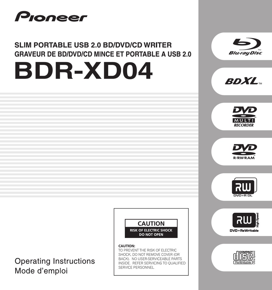 PIONEER BDRXD04 OPERATING INSTRUCTIONS MANUAL Pdf Download ManualsLib