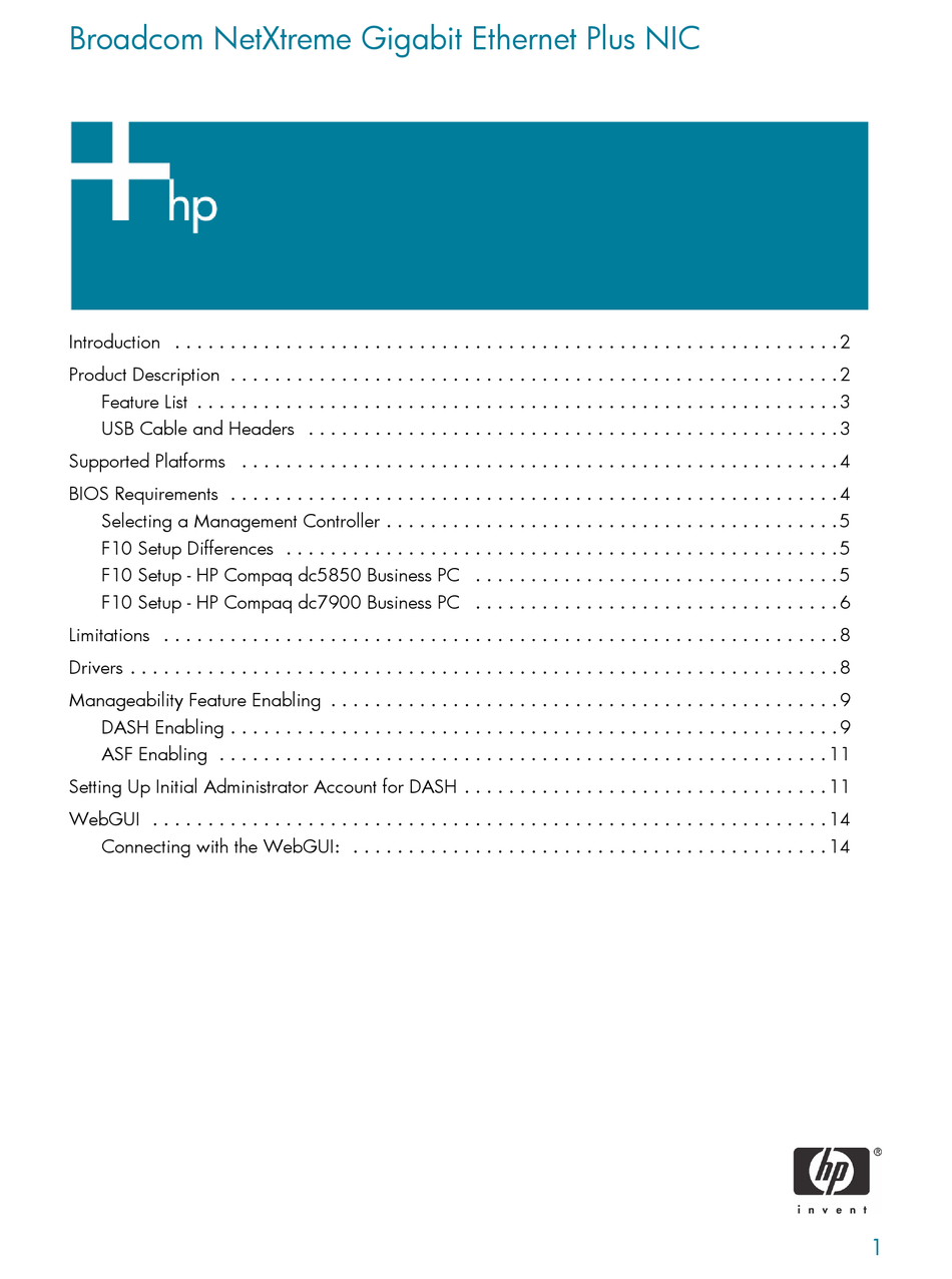 hp broadcom netxtreme gigabit ethernet driver windows 10