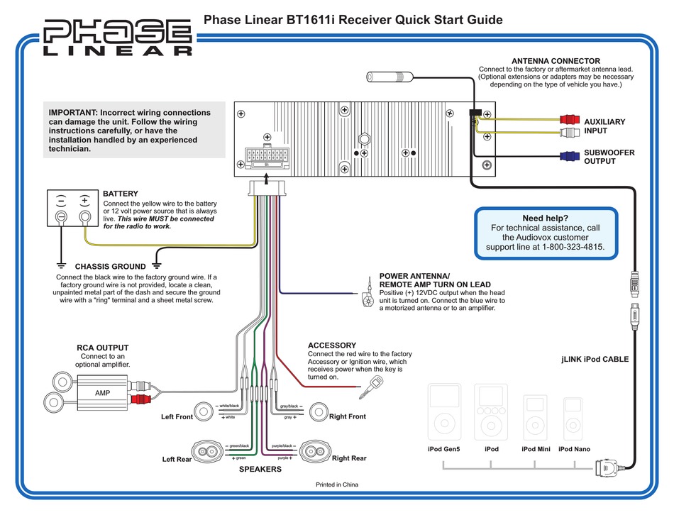 Phase Linear Bt1611i Radio Quick, Phase Linear Uv8 Wiring Harness Diagram