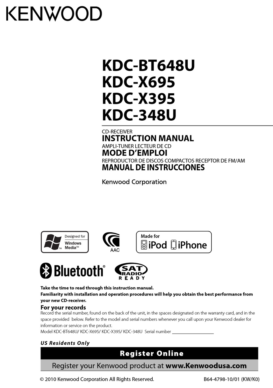 KENWOOD KDC-X395 INSTRUCTION MANUAL Pdf Download | ManualsLib