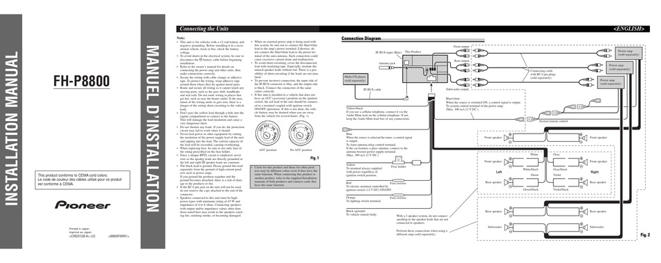 Pioneer Fh P8800 Installation Manual Pdf Download Manualslib