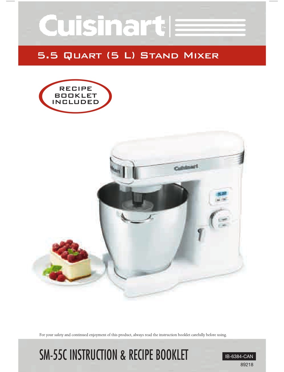 CUISINART SM-55BK - 5 - STAND MIXER INSTRUCTION/RECIPE BOOKLET Pdf ...