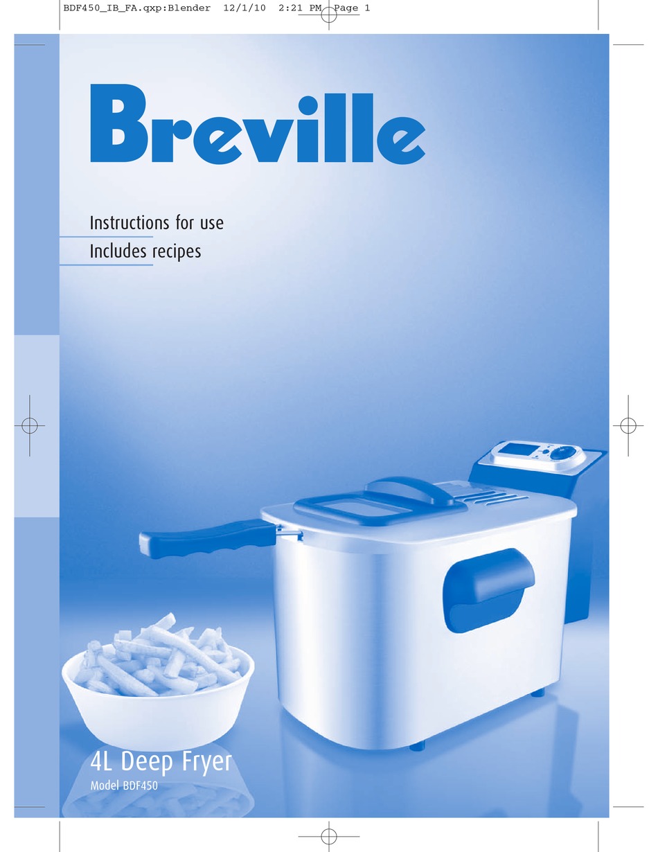 BREVILLE BDF450 INSTRUCTIONS FOR USE MANUAL Pdf Download ManualsLib