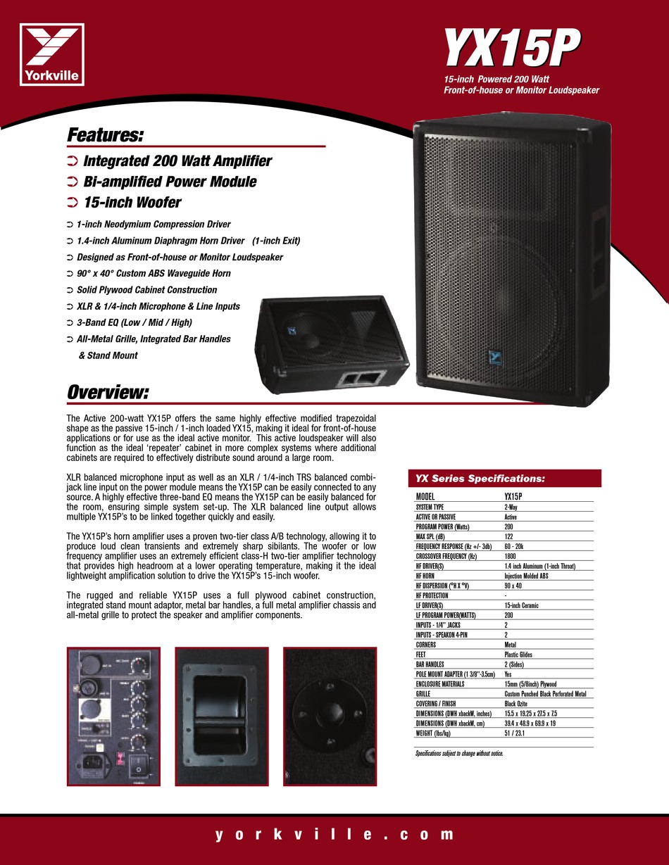 yorkville yx15p powered speaker