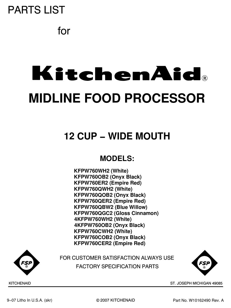 8212020 - KitchenAid Food Processor Pusher