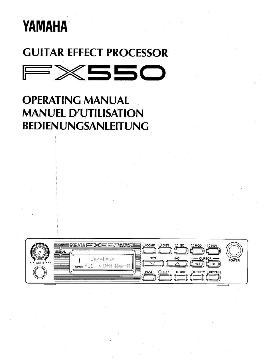 YAMAHA FX550 OPERATING MANUAL Pdf Download | ManualsLib