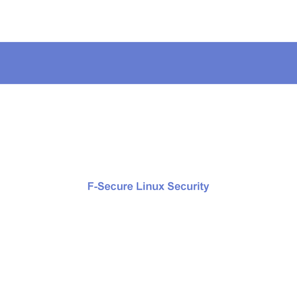 F secure linux security manual pdf download manualslib