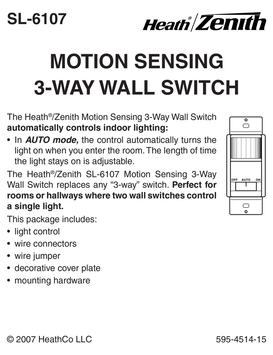 HEATH ZENITH SL-6107-WH - HEATH - MOTION ACTIVATED WALL SWITCH USER