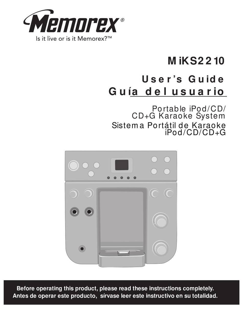 MEMOREX MIKS2210 PORTABLE KARAOKE SYSTEM USER MANUAL Pdf Download