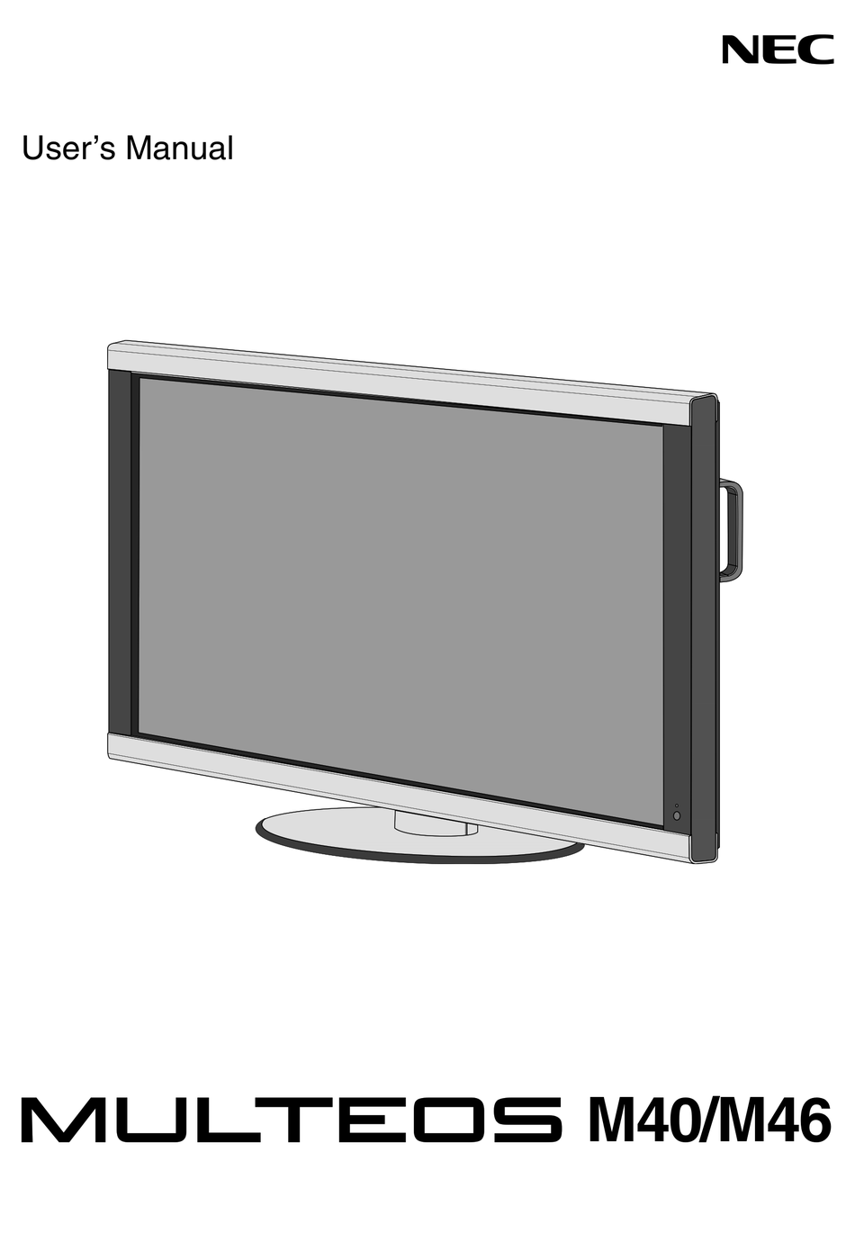 Nec M40 Multeos 40 Lcd Tv User Manual Pdf Download Manualslib