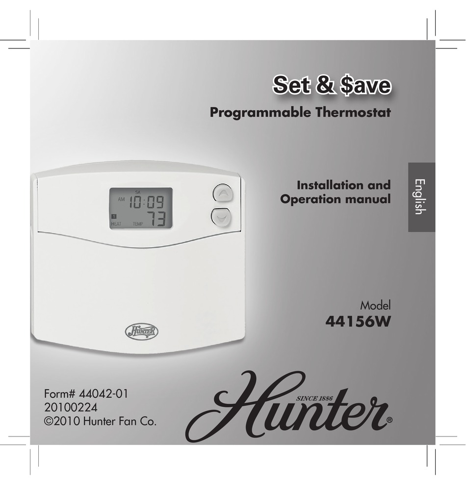 Hunter 44156 Installation And Operation Manual Pdf Download Manualslib