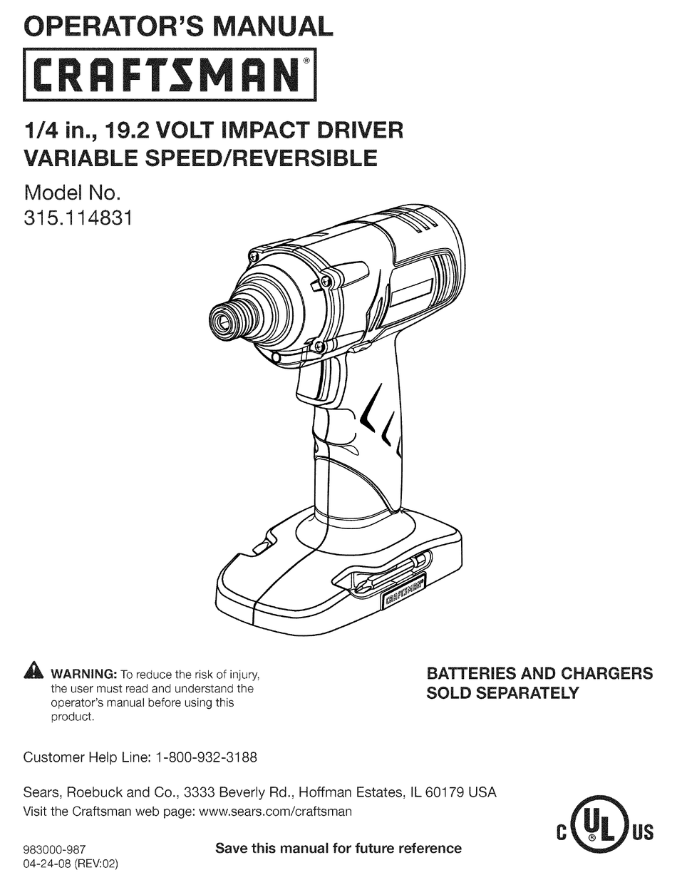 craftsman 315.116020