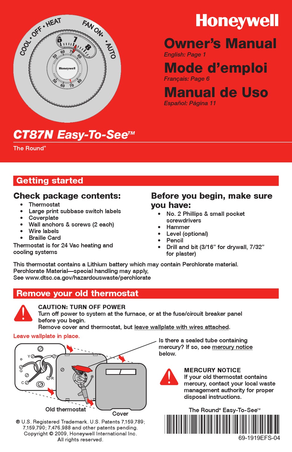 Honeywell Ct31a1003 Manual