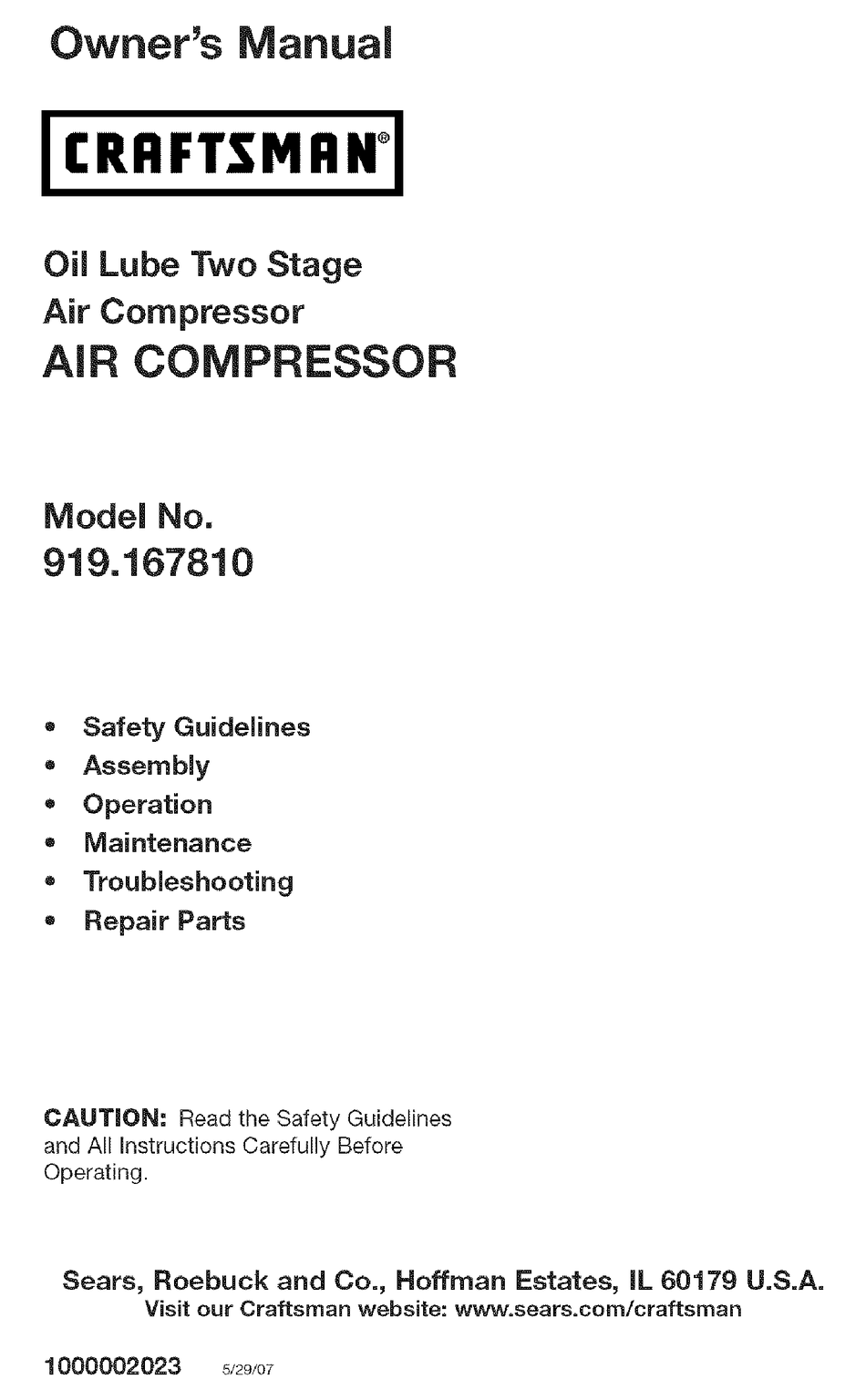 lindsay 80 air compressor manual