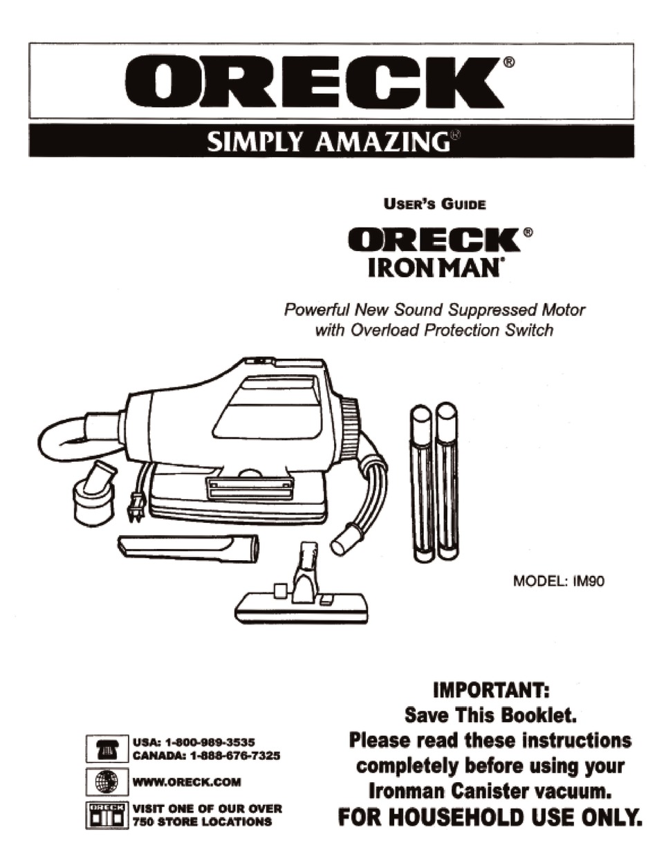 ORECK IM90 IRONMAN USER MANUAL Pdf 