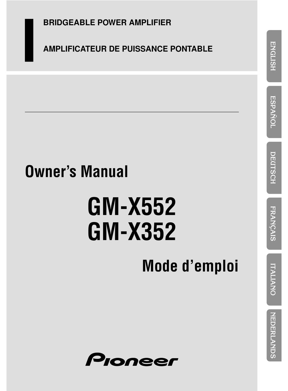 PIONEER GM-X352 - AMPLIFIER OWNER'S MANUAL Pdf Download | ManualsLib