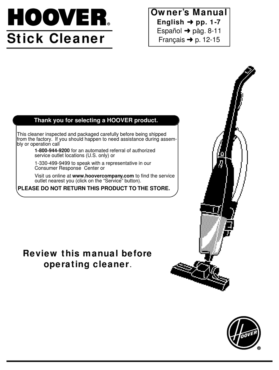 HOOVER S2535 OWNER'S MANUAL Pdf Download ManualsLib