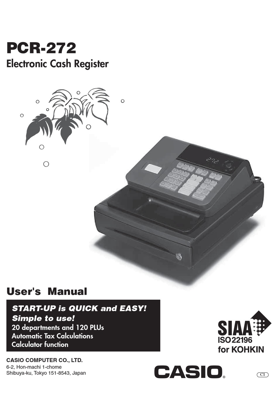 CASIO PCR 272 - CABINET DESIGN CASH REGISTER USER MANUAL Pdf Download ...