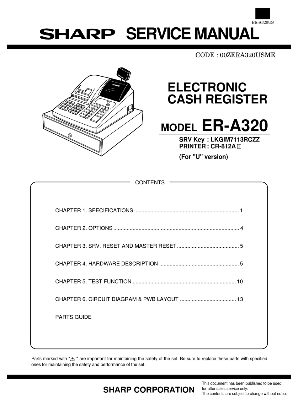 SHARP ER-A320 SERVICE MANUAL Pdf Download | ManualsLib