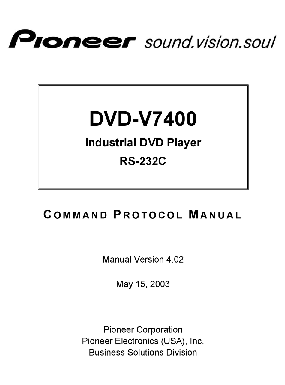 Pioneer Dvd V7400 Command Protocol Manual Pdf Download Manualslib