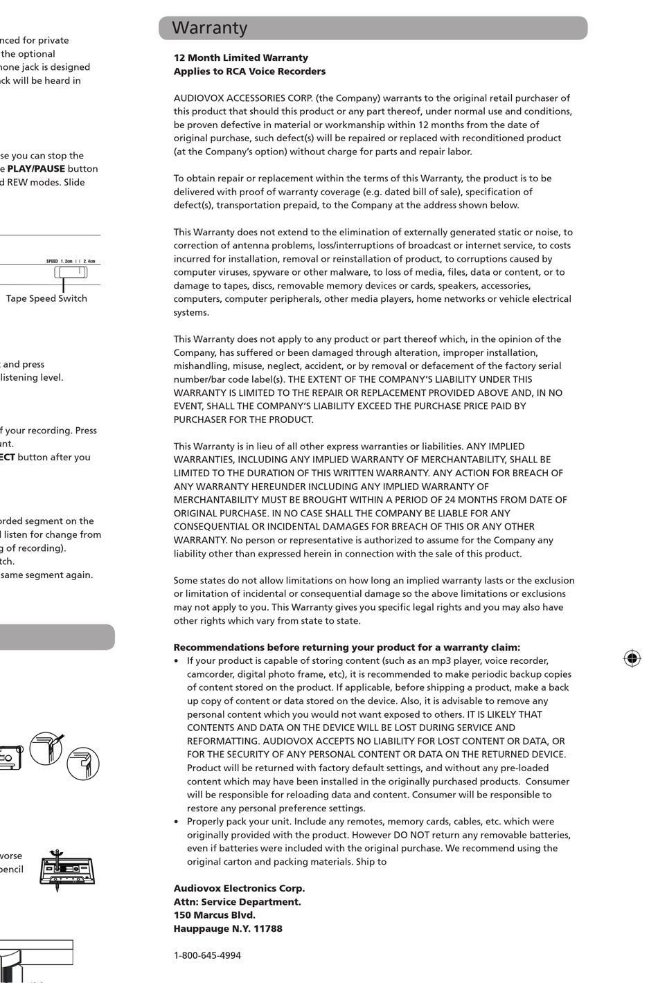 RCA RP3528 WARRANTY Pdf Download ManualsLib